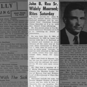 Obituary for John 0 . Rea Sr.