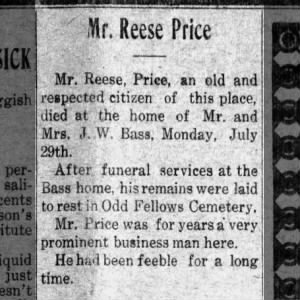 Obituary for Reese Price